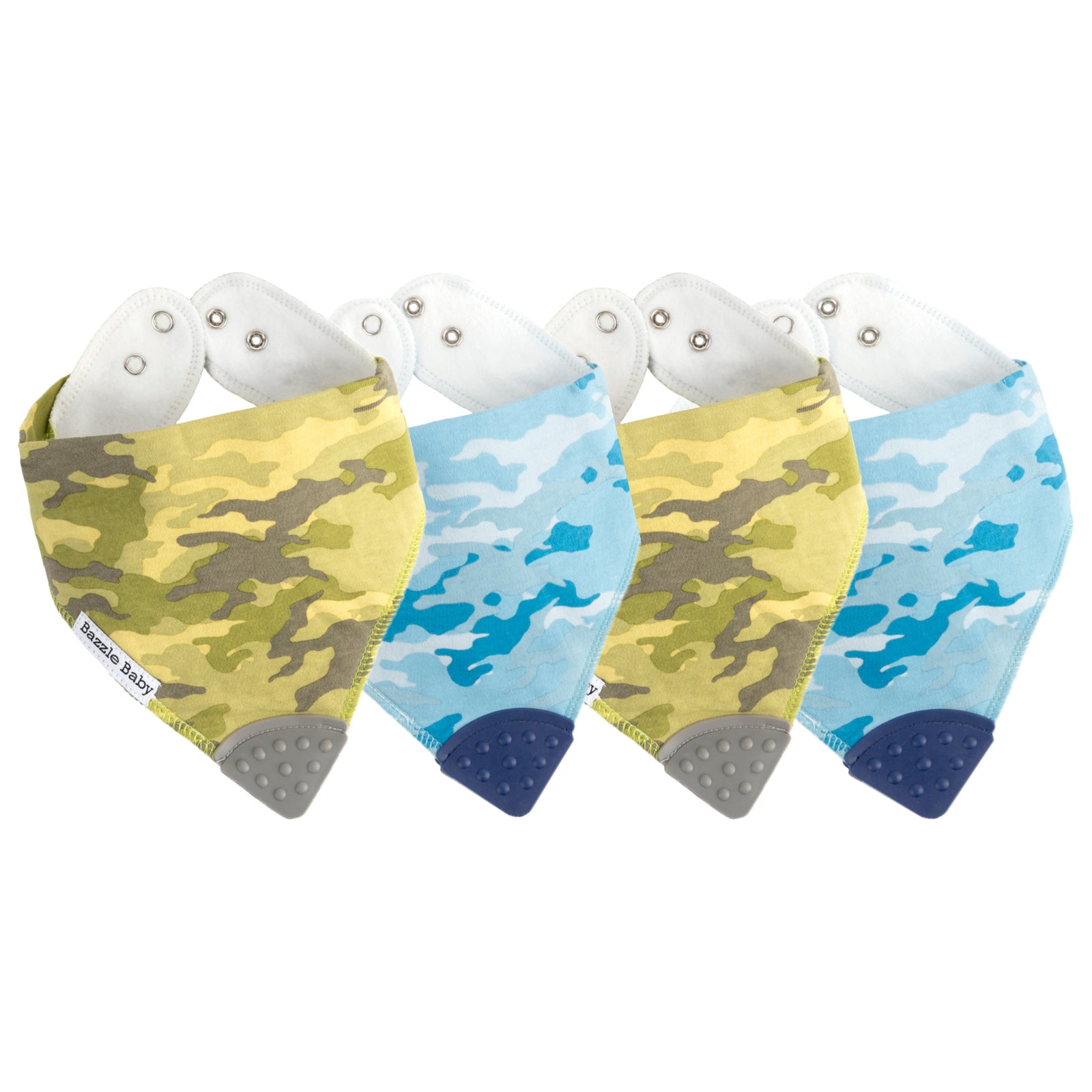 4 - Pack Baby Bandana Drool Bibs with Silicone Teether Attached - Cotton and Fleece 
