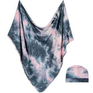 Forever Swaddle + Hat Set: Pink & Smoke Tie-Dye