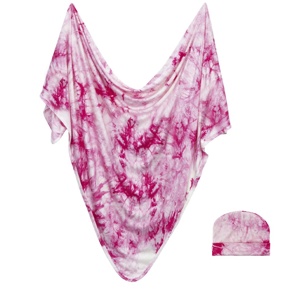 Forever Swaddle + Hat Set: Bright Pink Tie-Dye