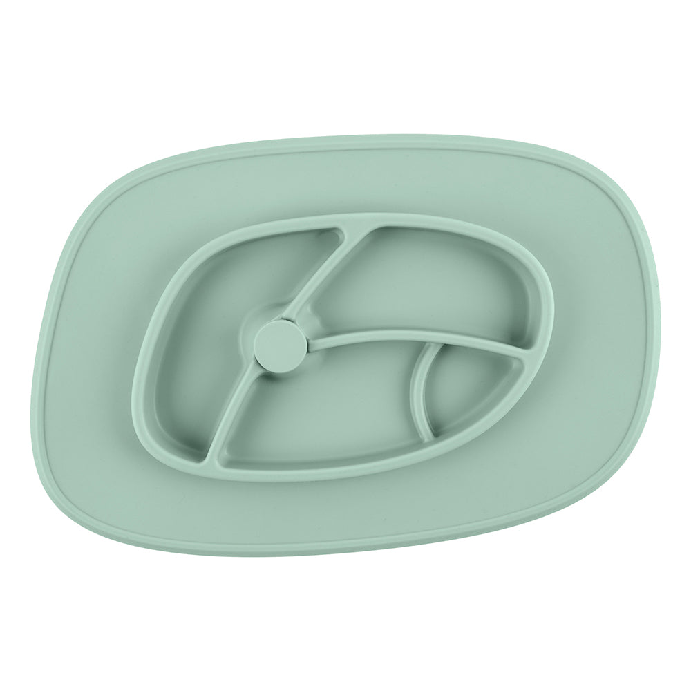 Bazzle Baby Anchor Silicone Mat in sage grey. Suctions to flat surfaces to not fall or slip.