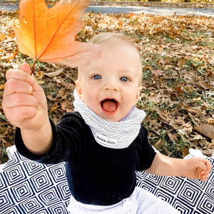 Black and white pen lines baby infinity scarf style drool bibs.